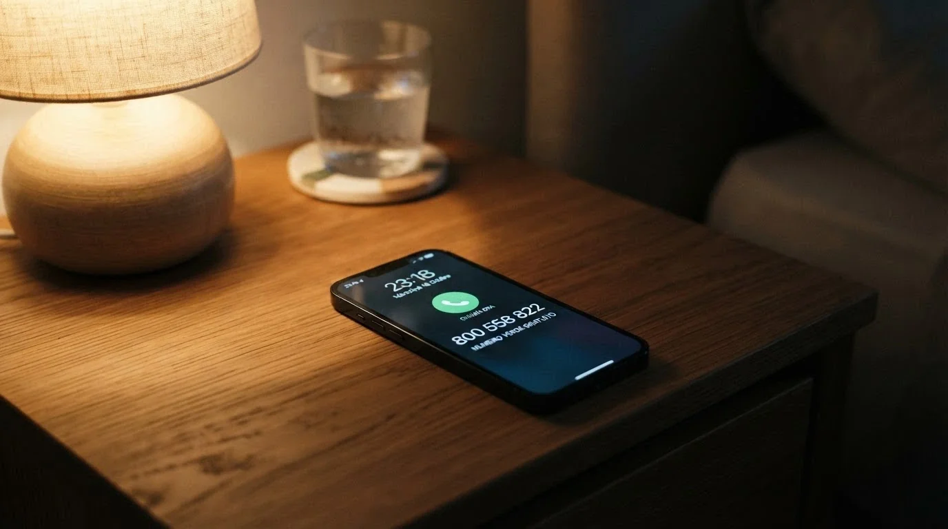 Uno schermo di smartphone con il numero verde 800 558 822 in evidenza e l'interfaccia del sito gioca-responsabile.it sullo sfondo