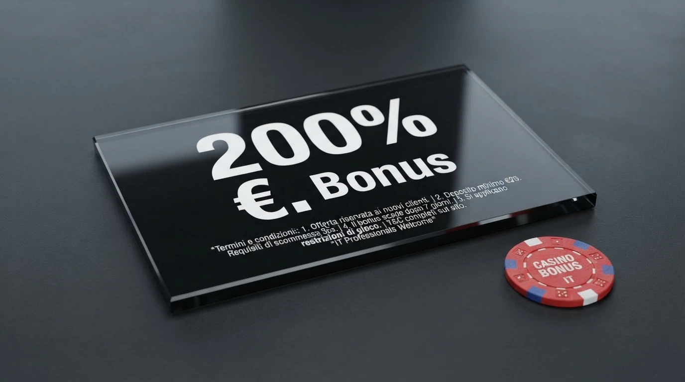 Schermata promozionale di un bonus di benvenuto in criptovalute con condizioni in evidenza