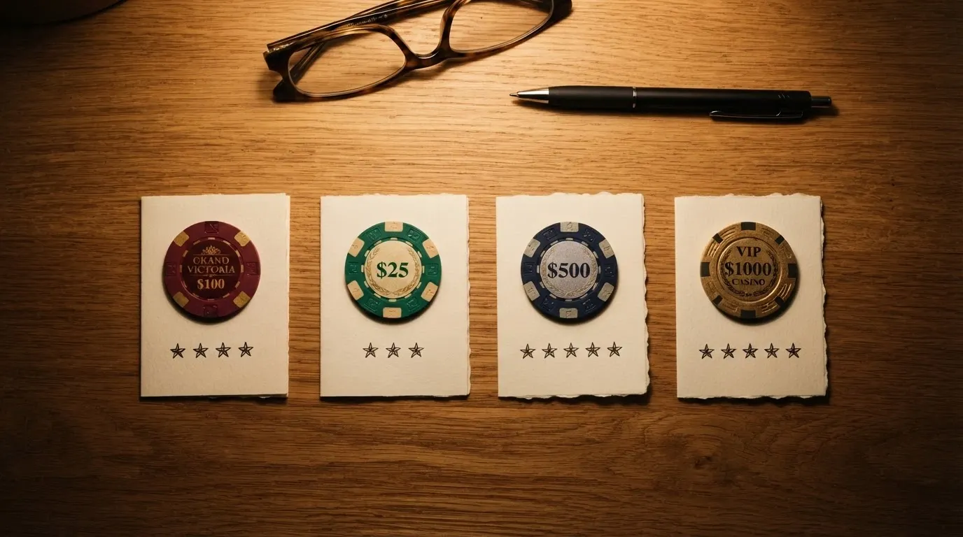 Schermata comparativa con loghi, valutazioni e dati chiave di quattro casinò affiancati in una griglia ordinata