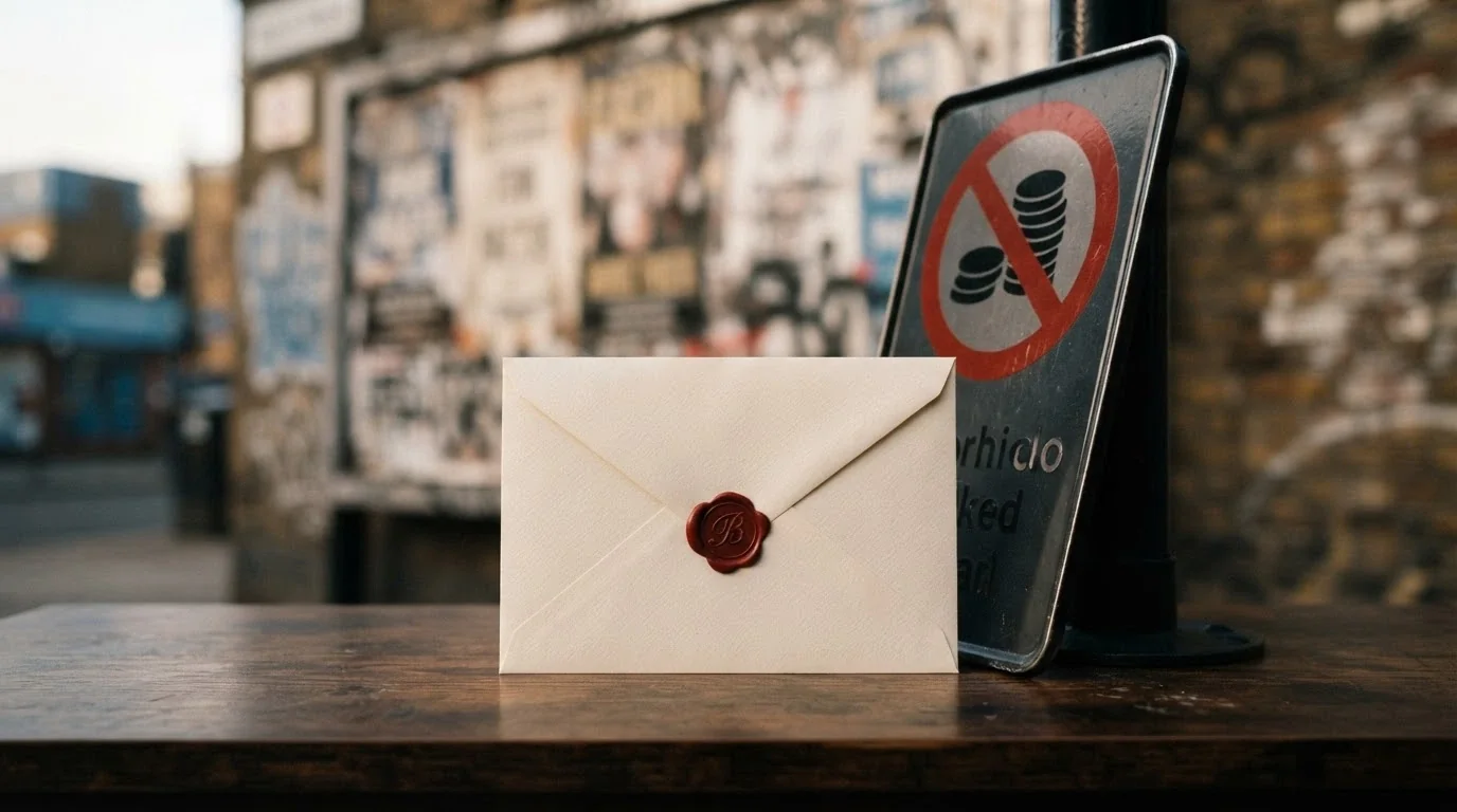 Un'illustrazione concettuale: una busta email chiusa con il logo ADM come timbro, e sullo sfondo un cartellone pubblicitario barrato con la dicitura «Divieto Pubblicità — D.L. 87/2018»
