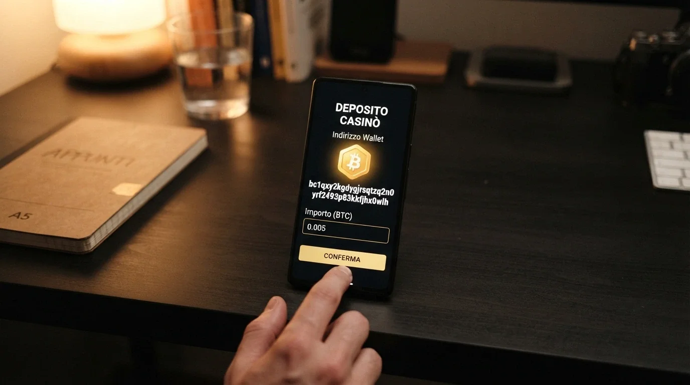 La schermata di deposito di un casino crypto con l'indirizzo BEP-20 in evidenza e il campo per l'importo in BNB