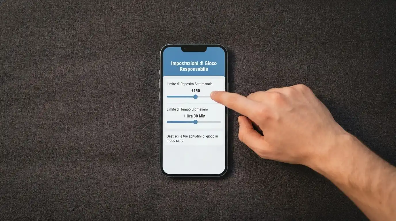 Interfaccia di impostazione dei limiti di deposito e di tempo nell'area personale di un casinò online