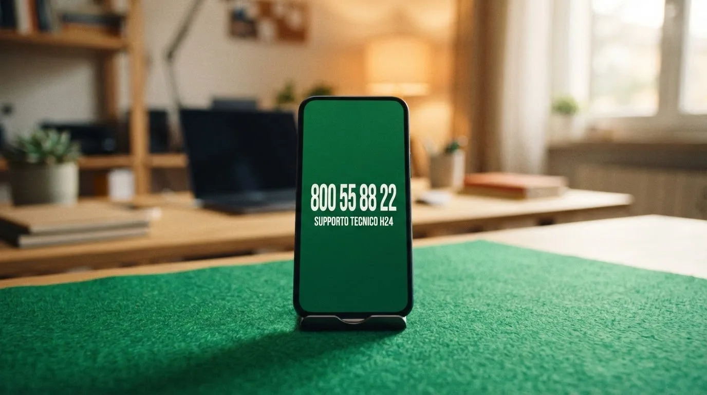 Una cornetta del telefono su sfondo verde con il numero 800 55 88 22 in evidenza