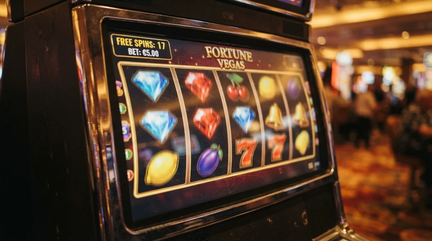 Interfaccia di una slot online con il contatore dei giri gratuiti attivi e il valore unitario