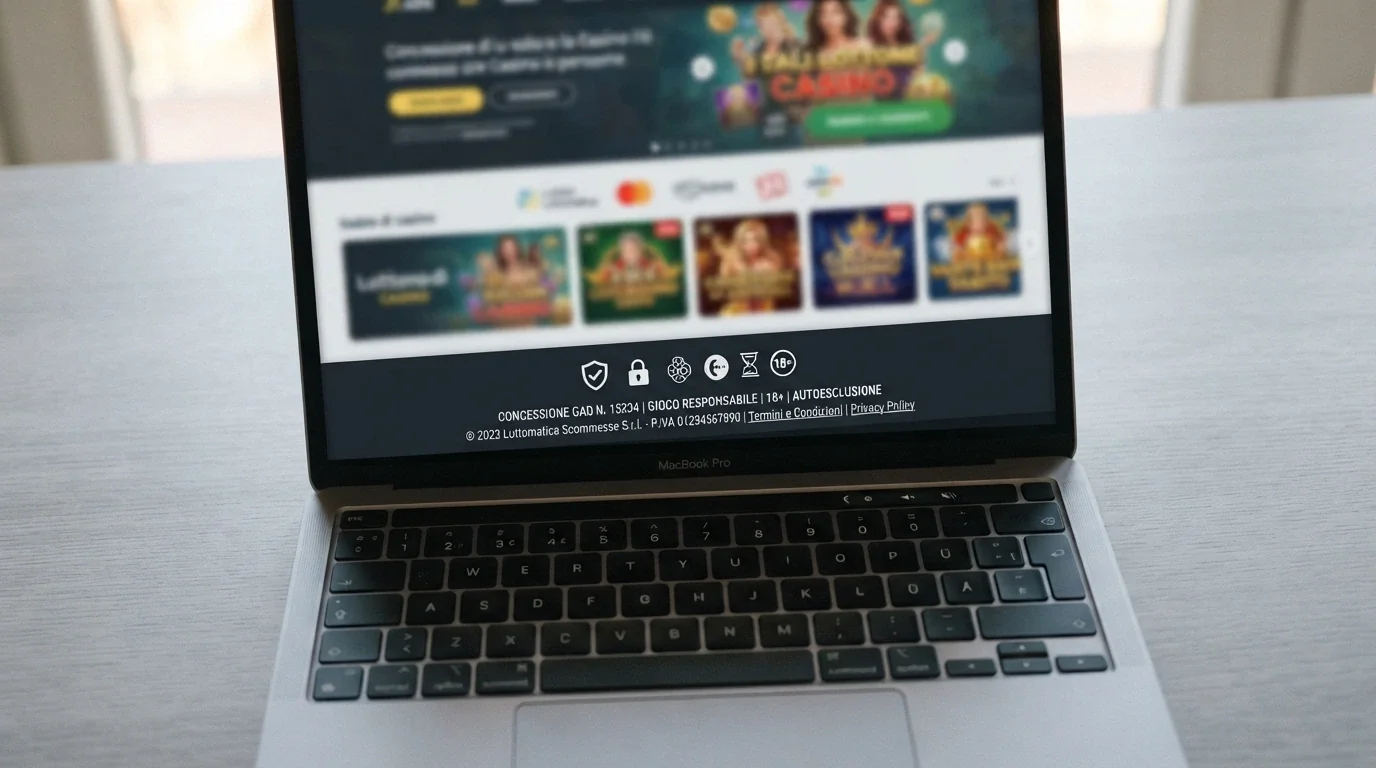 logo ADM e numero di concessione nel footer di un casinò online italiano