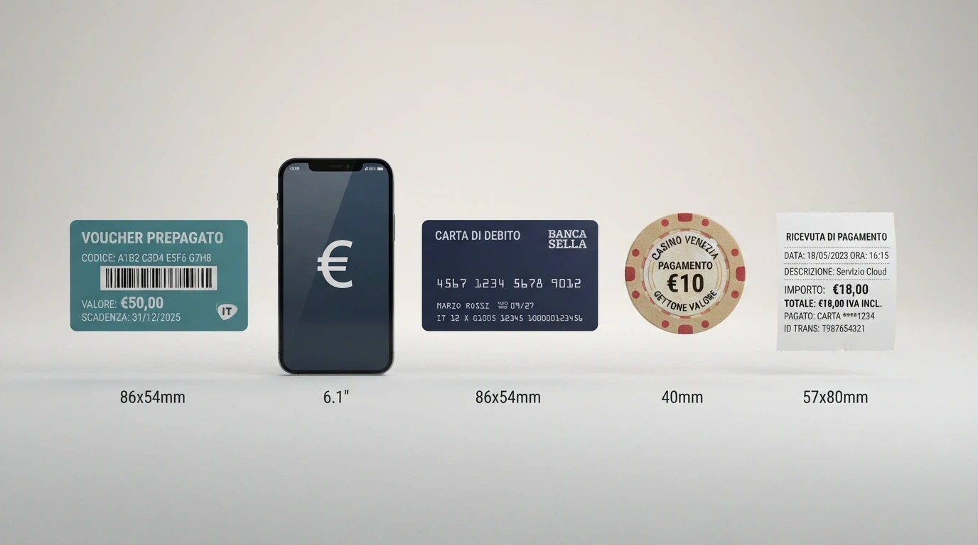 Loghi e icone dei principali metodi di pagamento accettati nei casinò online italiani: PayPal, Postepay, Skrill, Paysafecard, Visa, Mastercard e bonifico