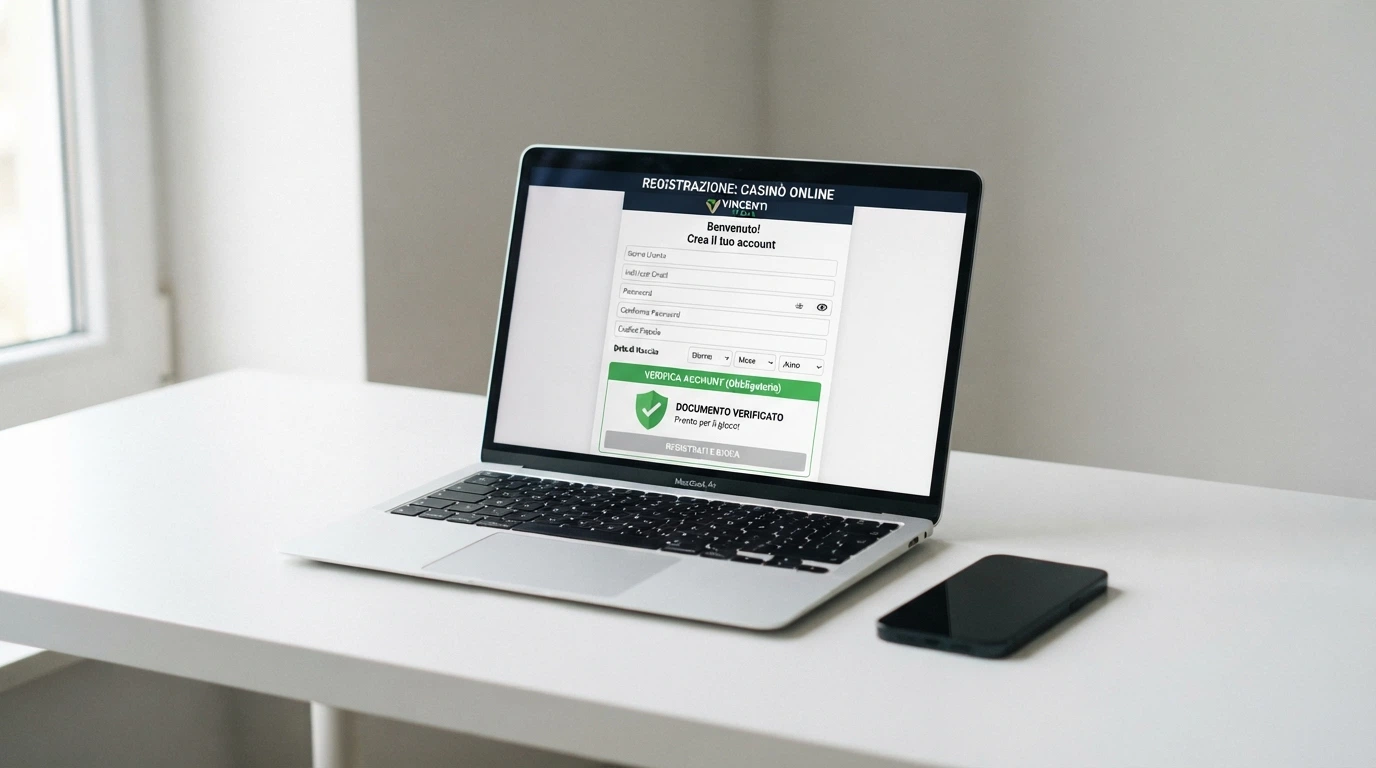 Pagina di registrazione di un nuovo casinò online con concessione ADM