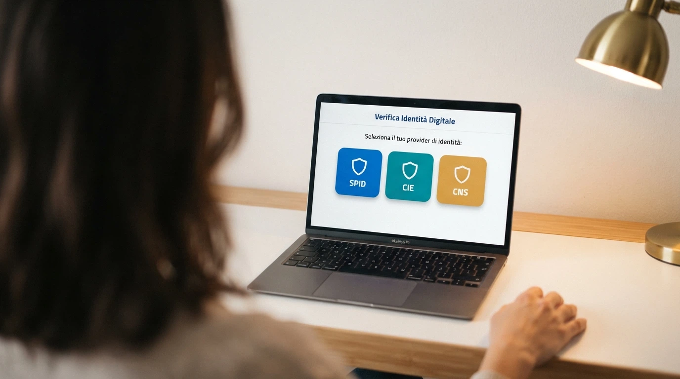 Schermata di selezione del provider SPID su un casinò online con i loghi di Poste, Aruba e Namirial