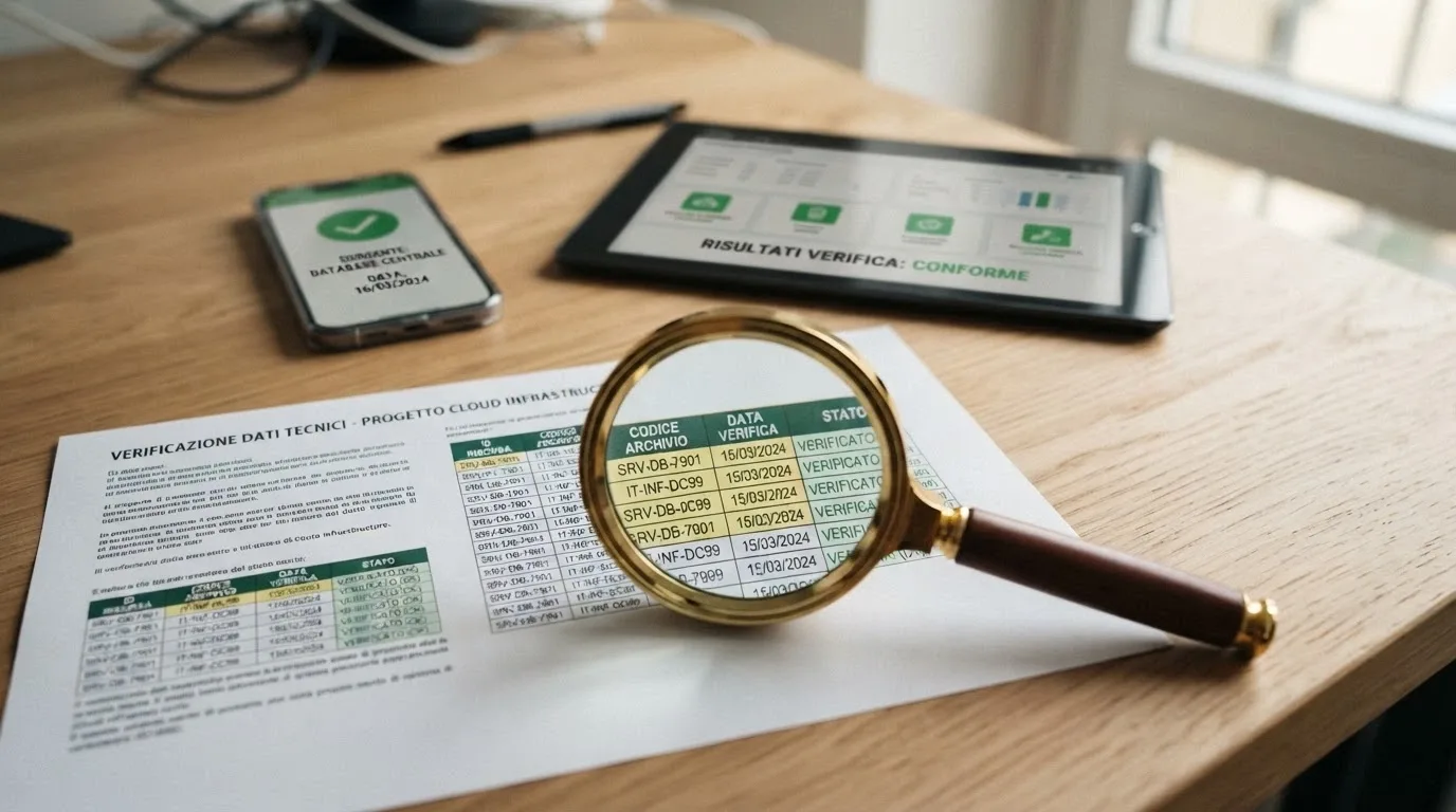 Una lente di ingrandimento su un estratto del registro ADM con i codici concessione evidenziati, accanto a schermate di fonti verificate